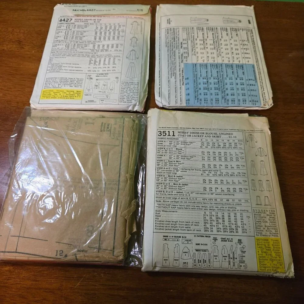 McCalls Womens sewing pattern mixed lot vintage 70s/80s dresses